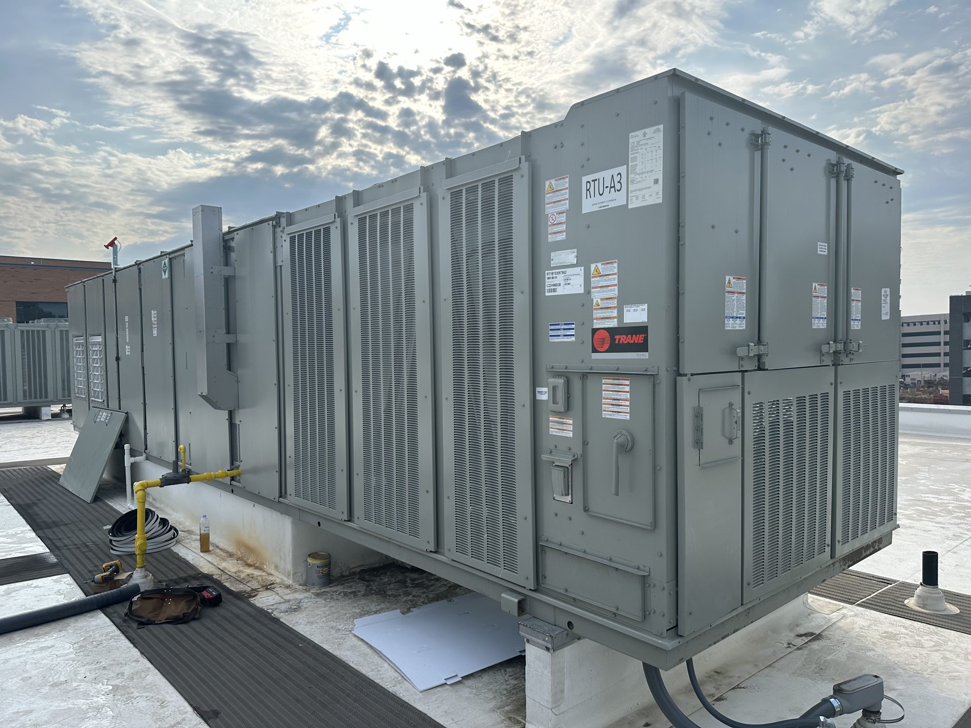 Trane rooftop unit RTU-A3 on a commercial roof